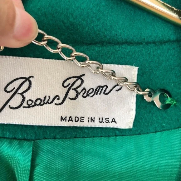 Vintage Kelly Green Wool Oversized Tailored Long Maxi Coat L - Picture 8 of 12